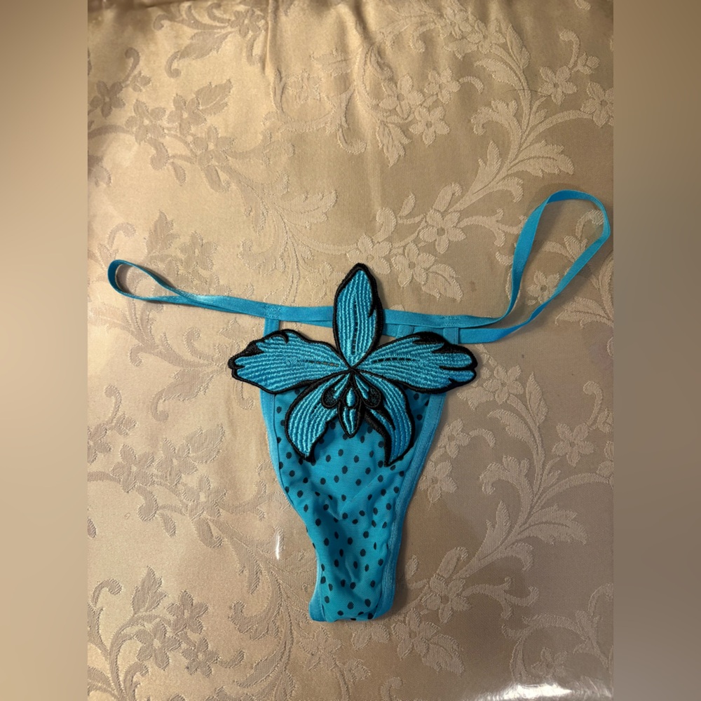 Victoria's Secret Blue Floral Lace Panties
